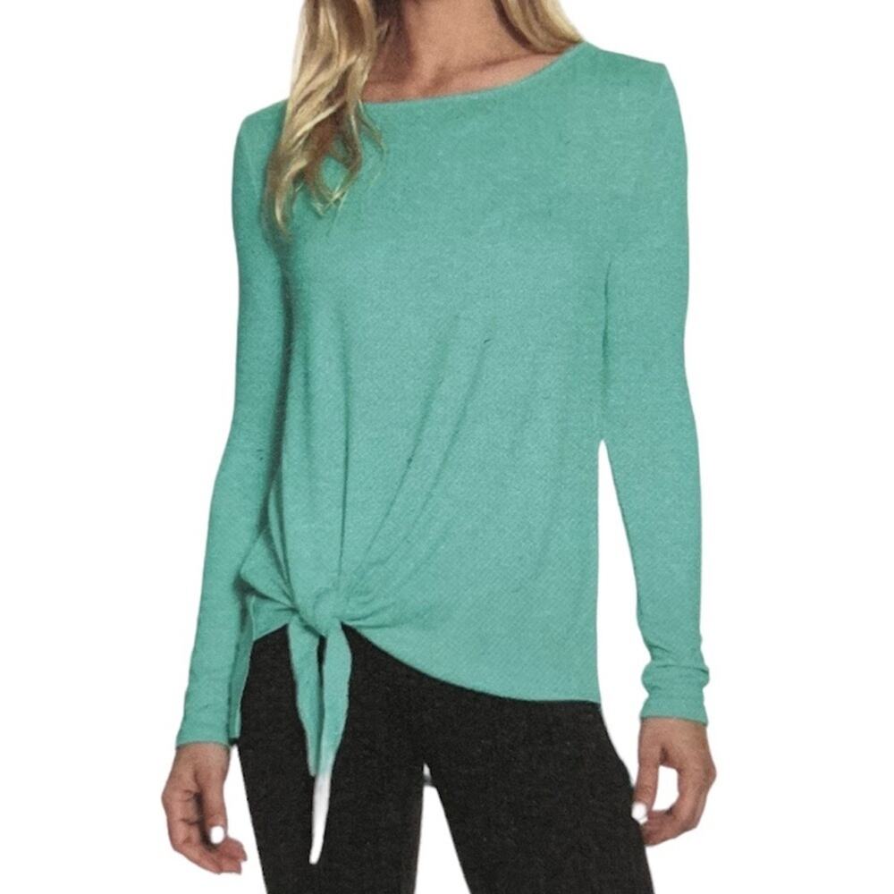 Zeroxposur platinum green front knotted pullover knit sweater blouse size L NEW